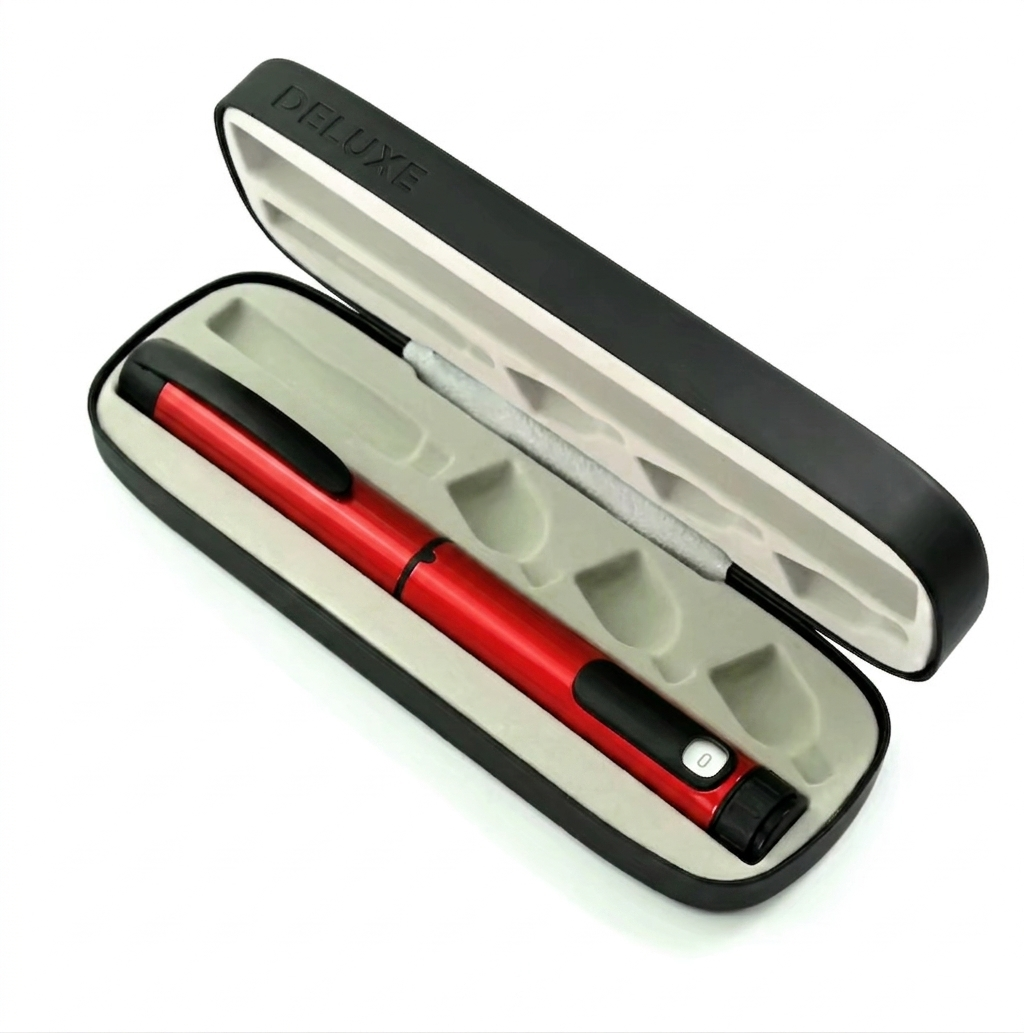 V3 deluxe case and reusable pen in black purple blue red
