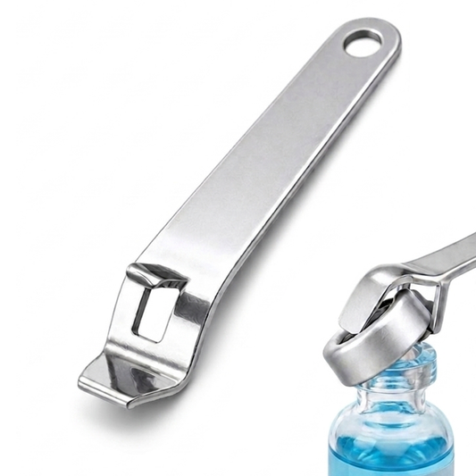 V3 Metal Vial Cap Opener, reusable stainless steel flip-off cap removal tool