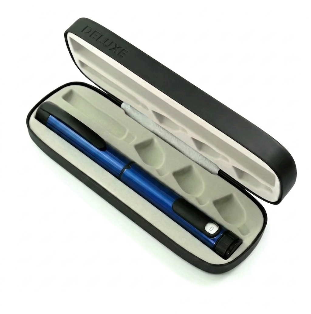 V3 deluxe case and reusable pen in black purple blue