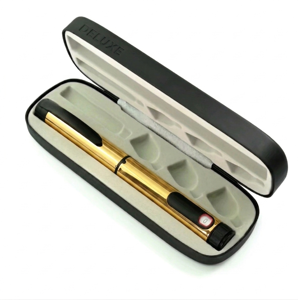 V3 deluxe case and reusable pen in champagne